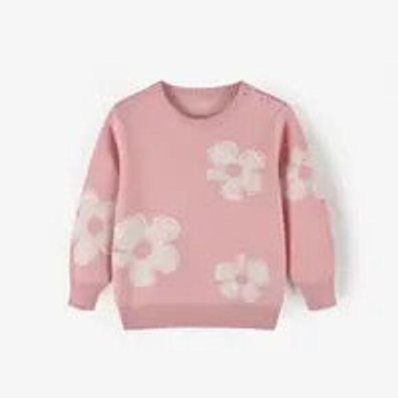 Aimama Pink Floral Girls Sweater Round Neck Size 4/5 or 110 cm - Picture 1 of 7